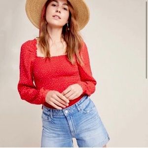 Anthropologie Seen Worn Kept Red Square Top